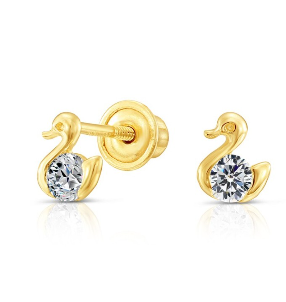 10K Yellow Gold Duck Stud Earrings