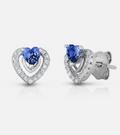 925 Sterling Silver Baby Heart Birthstone CZ Studs