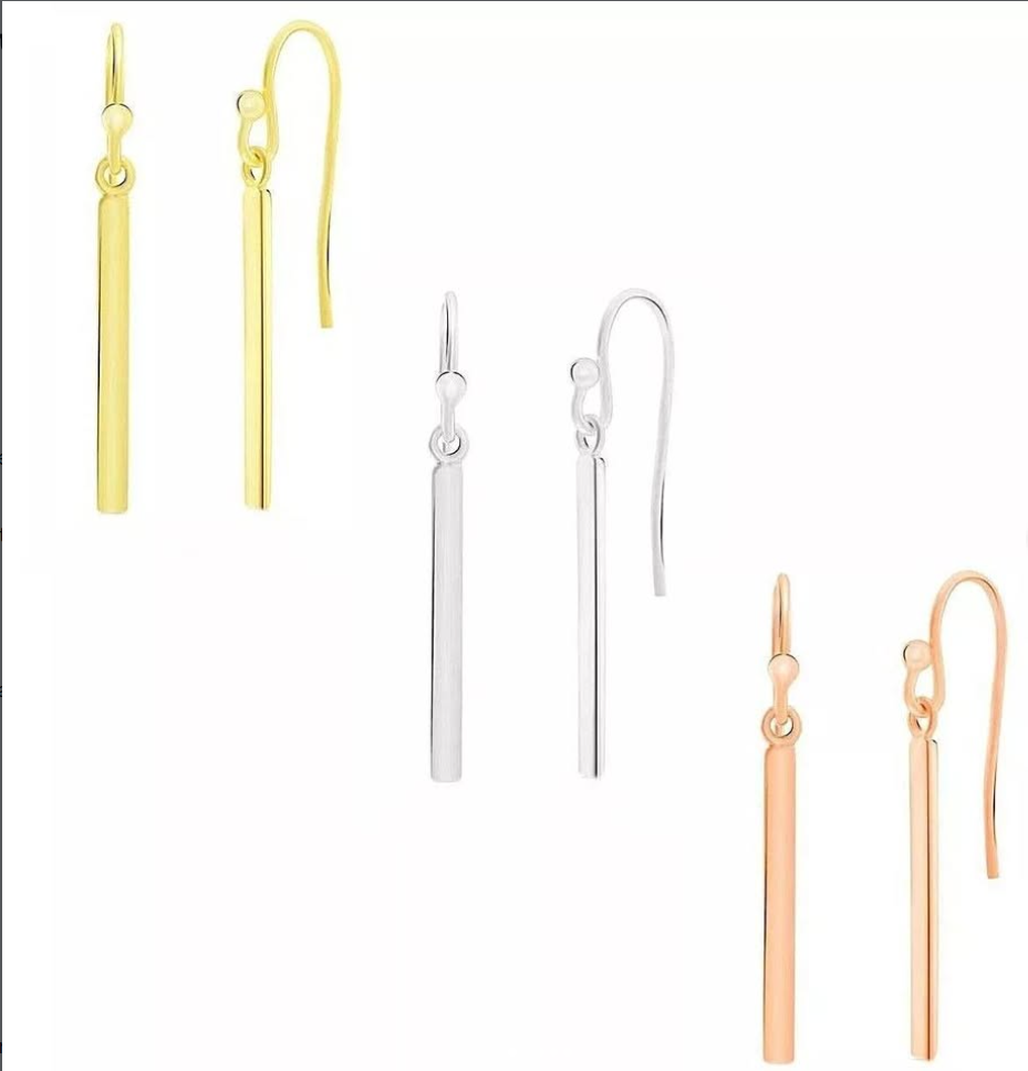 925 Sterling Silver Bar Dangle Earrings