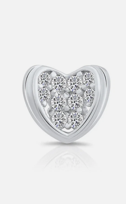 Sterling Silver Heart CZ Stud Earrings
