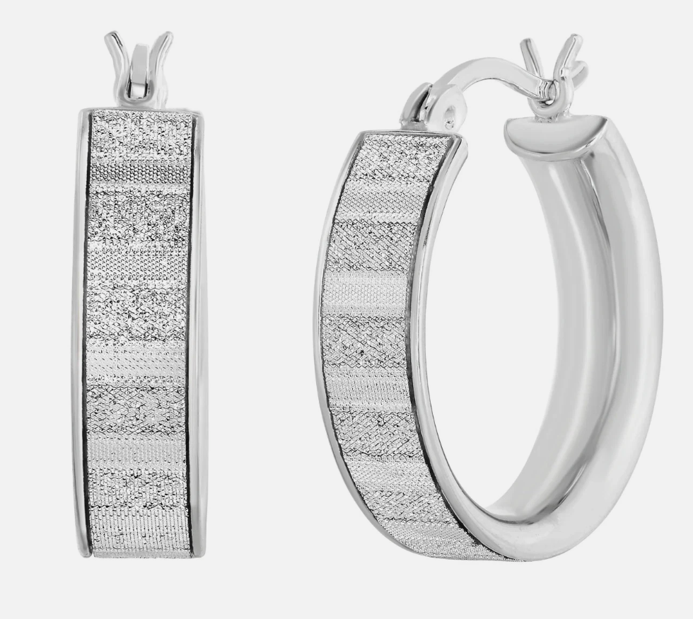 Sterling Silver Glitter Hoop Earrings