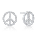 925 Sterling Silver Peace Sign Studs