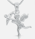 925 Sterling Silver Dainty Cupid Angel CZ Pendant Necklace