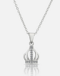 Sterling Silver CZ Royal Crown Charm Necklace
