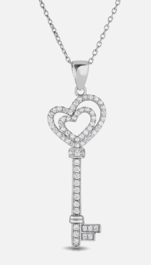 Sterling Silver Key to My Heart Necklace