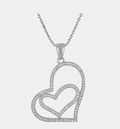 925 Sterling Silver CZ Double Open Heart Pendant Necklace