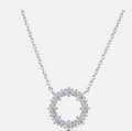 Sterling Silver Classic Halo CZ Pendant Necklace