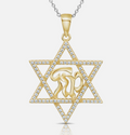 925 Sterling Silver Star of David with Mazal CZ Pendant Necklace
