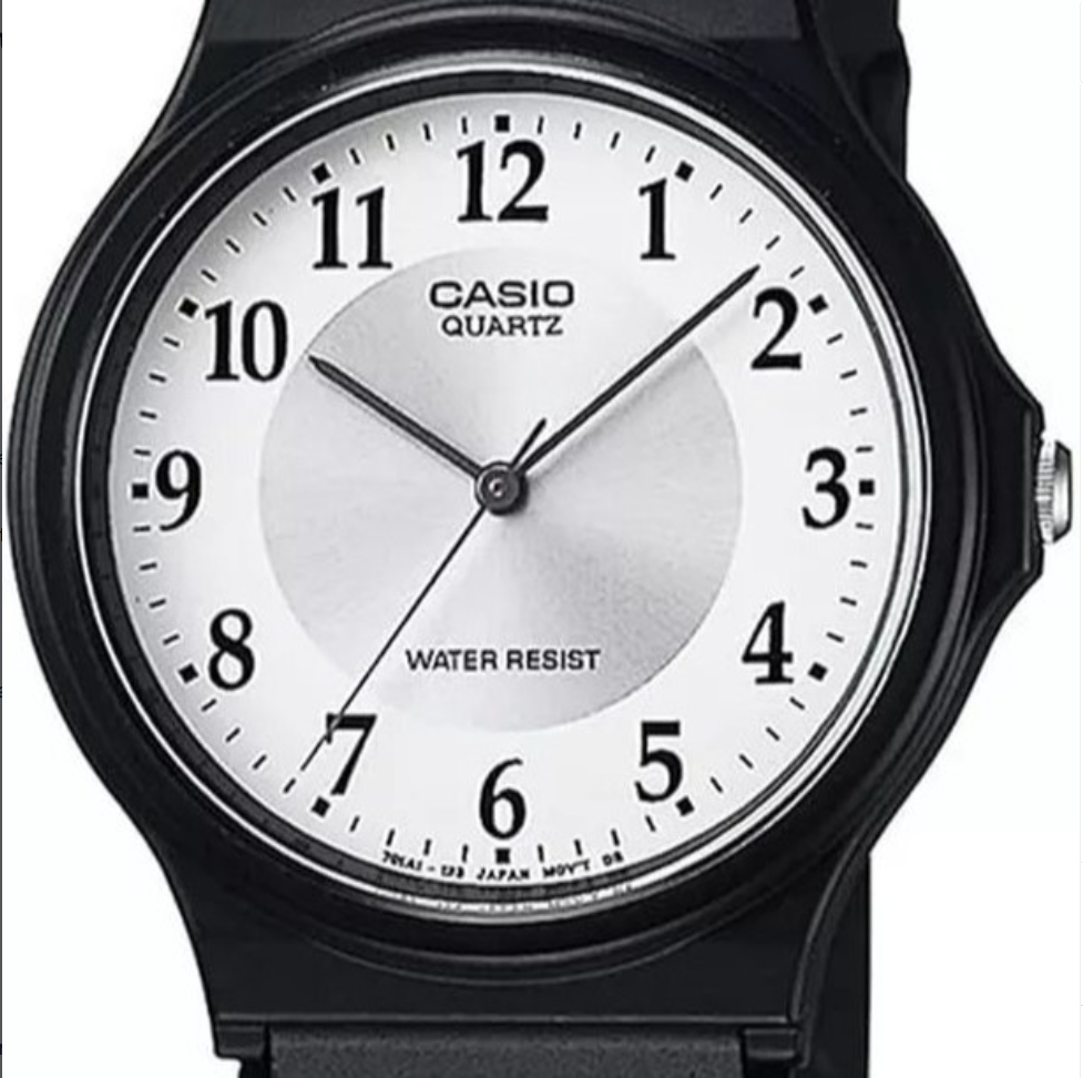 Casio Classic Analog Black Resin, White Dial