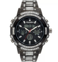 ELGIN Gunmetal Anadigi Dual-Time Watch with Crystals