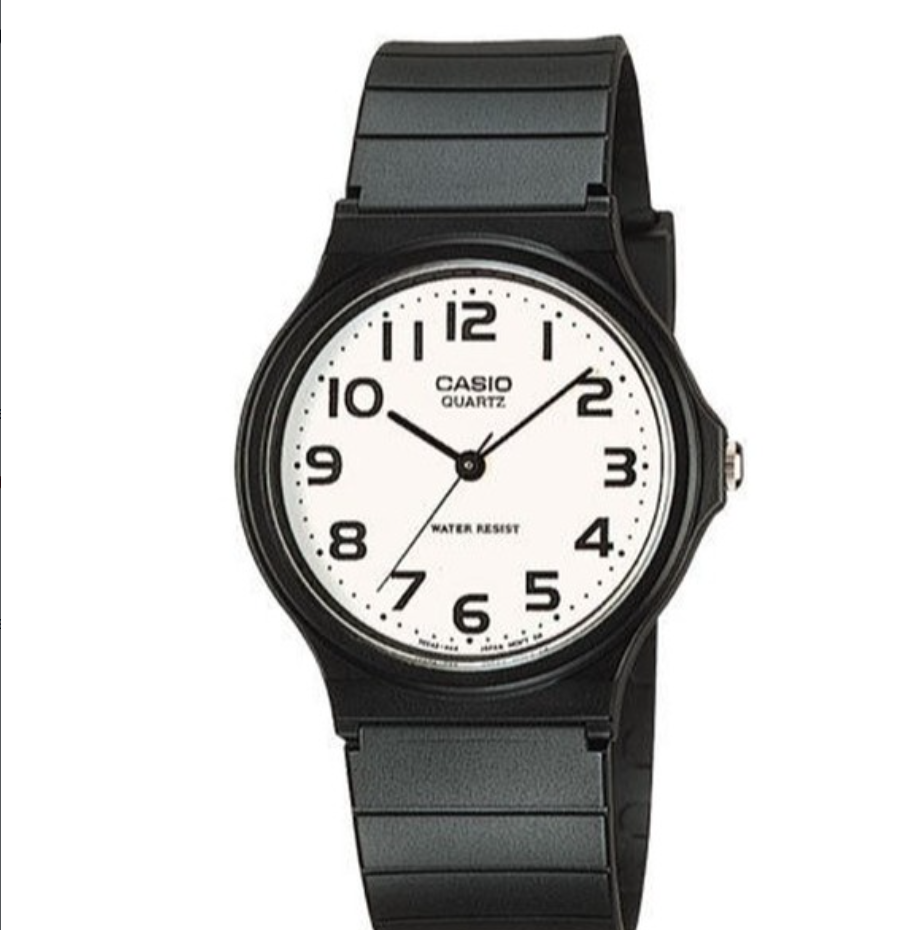 Casio Classic Analog Black Resin, White Dial